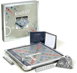 Scrabble Platinum Edition Board Game with Rotating Board