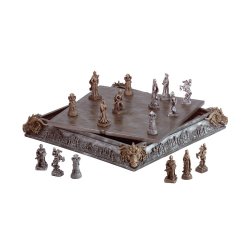 Medieval Knight Dragon Battle Carved Chess Game Set