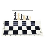 Tournament Chess Set – Filled Chess Pieces and Black Roll-Up Vinyl Chess Board