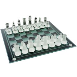Elegant Glass Chess And Checker Board Set
