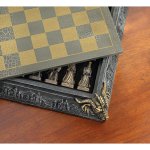 Medieval Knight Dragon Battle Carved Chess Game Set